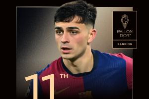 無緣前十引爭議，佩德里金球得分124分，落后第十47分