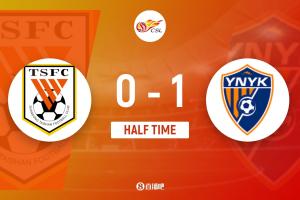 半戰山東泰山0-1落后云南玉昆，侯永永頭球建功，克雷桑與李源一錯失良機